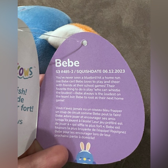 Kellytoy Bebe the Bluebird Squishmallow Clip-on Backpack Stuffed Plush Toy 5” - Picture 15 of 16